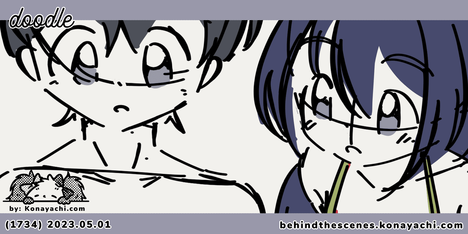 (1734) Swimming pool scene concept doodle / Blooming Chimes