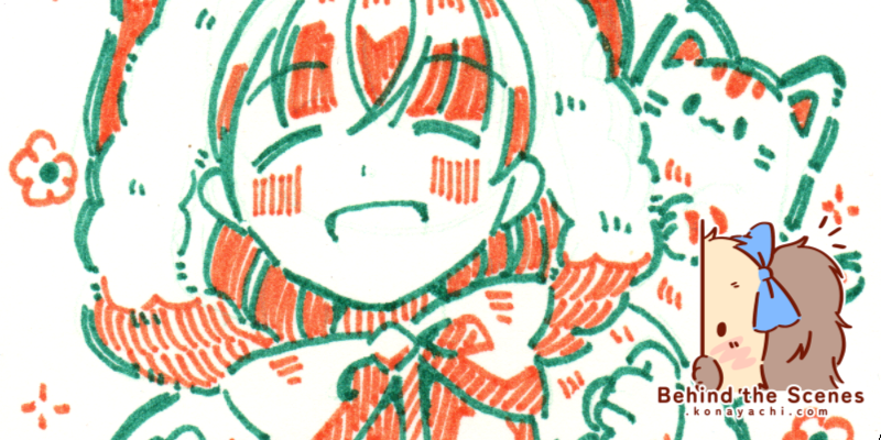 2577. Fluffy cat ears hoodie doodle (felt pen marker)