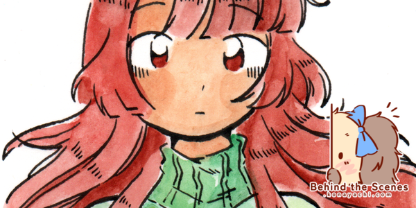 2674. Red hair ink + watercolour doodle